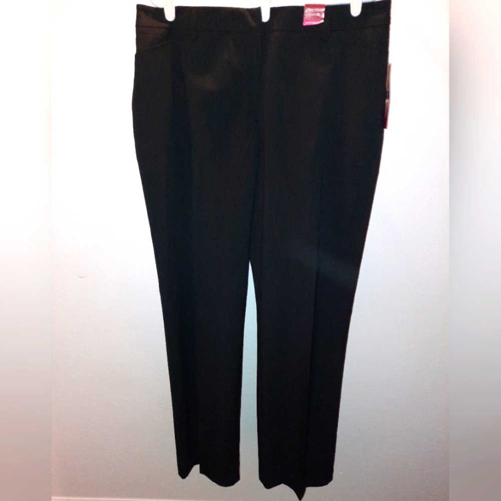 NWT 212 Collection women's size 16 black pin stripe pants comfort waist band